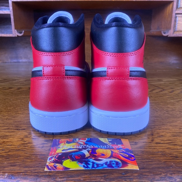 Nike Air Jordan 1 Mid Chicago Mens Shoes Red Multi - Picture 5 of 5